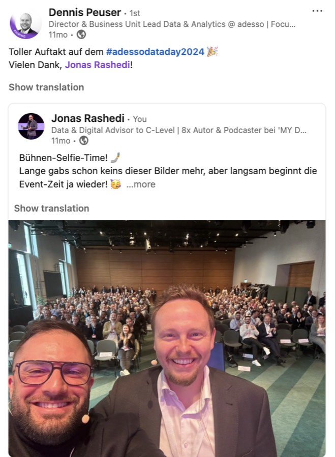 adesso data day mit Jonas Rashedi auf der Bühne