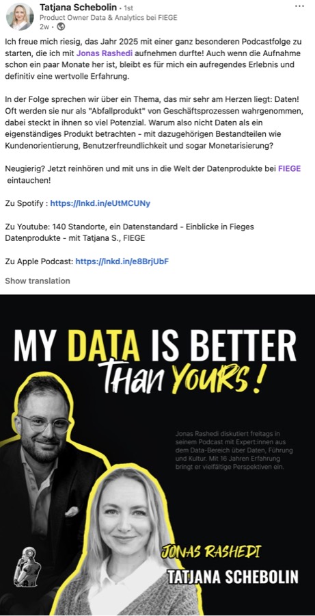 Tatjana Schebolin von FIEGE über Datenprodukte
